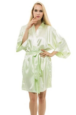 Silk Satin Short Kimono Robe