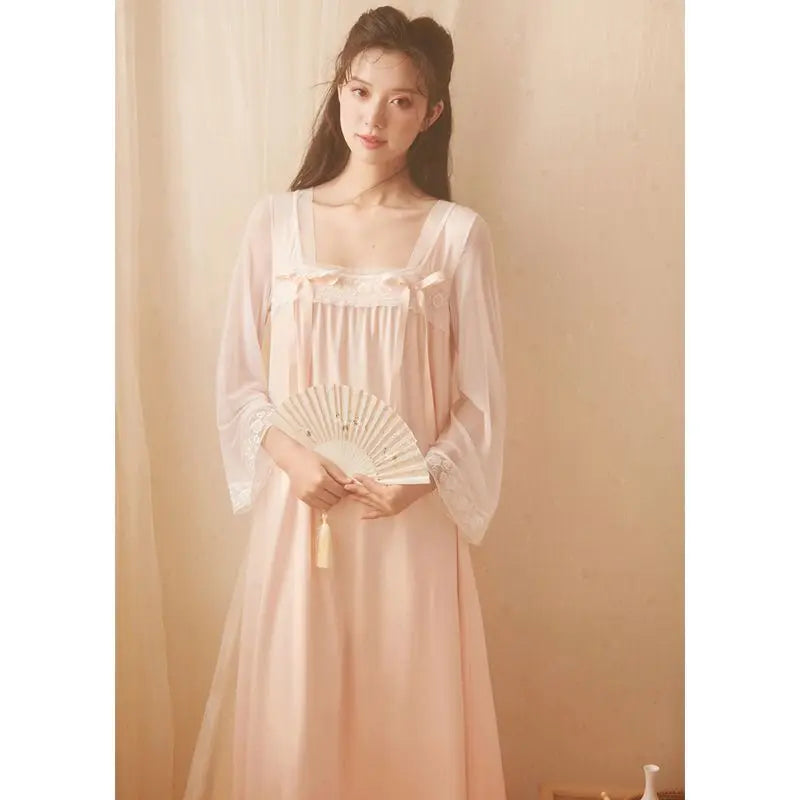 Vintage Lace Patchwork Nightgown – Sweet & Elegant Sleepwear