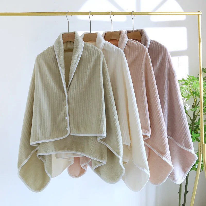 Plush Flannel Shawl Cardigan – Cozy & Stylish Nightwear