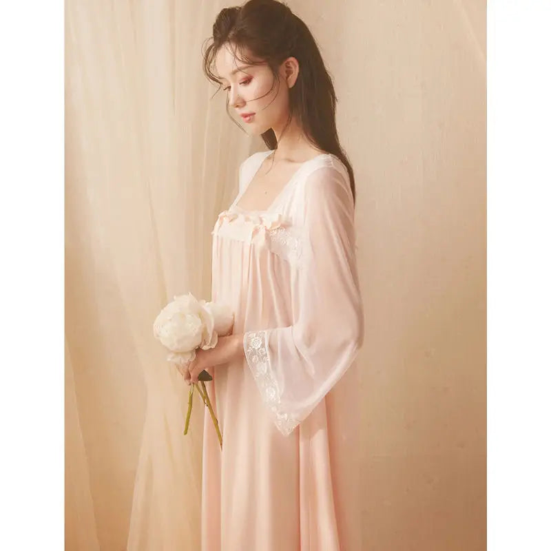 Vintage Lace Patchwork Nightgown – Sweet & Elegant Sleepwear