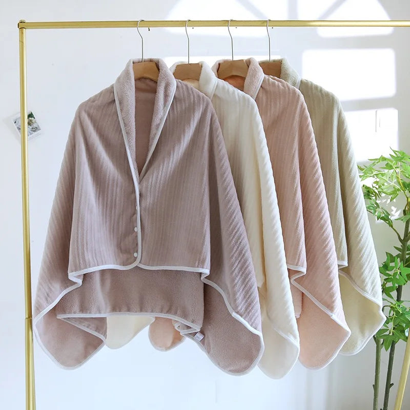 Plush Flannel Shawl Cardigan – Cozy & Stylish Nightwear
