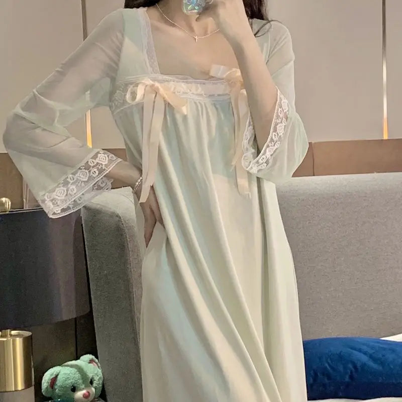 Vintage Lace Patchwork Nightgown – Sweet & Elegant Sleepwear