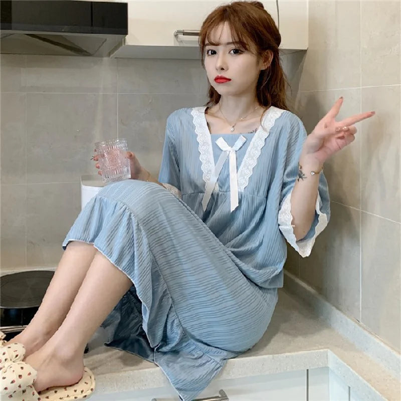 Sweet Milk Silk Nightgown – Plus Size Summer Pajamas