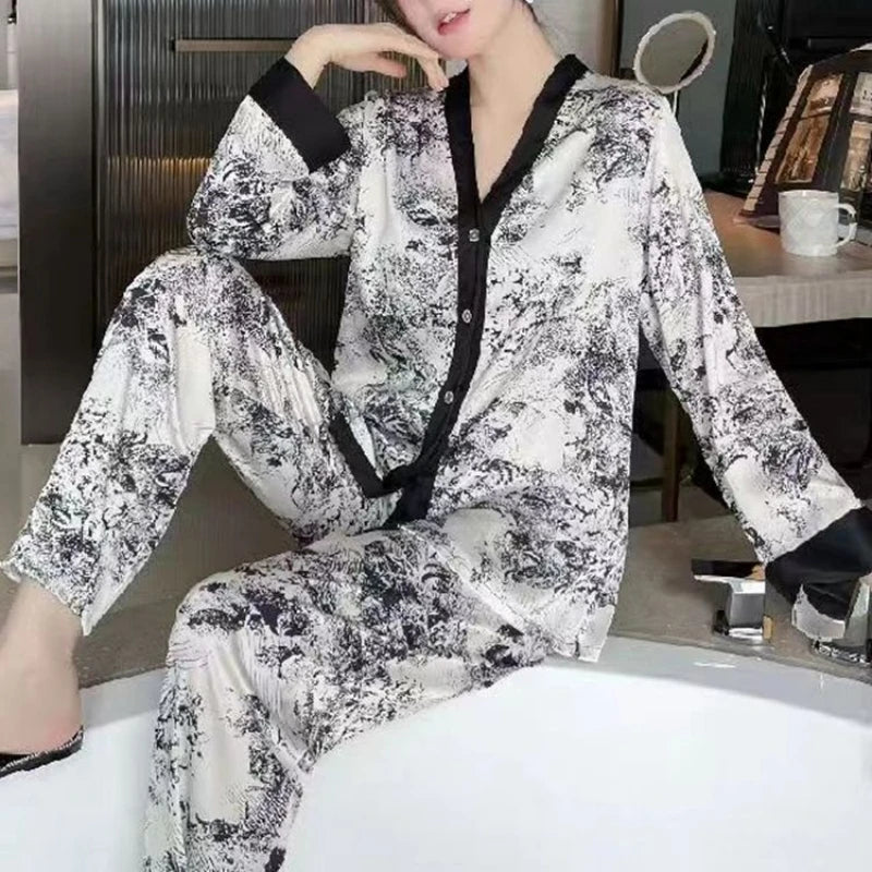 High-End Ice Silk Pajama Set