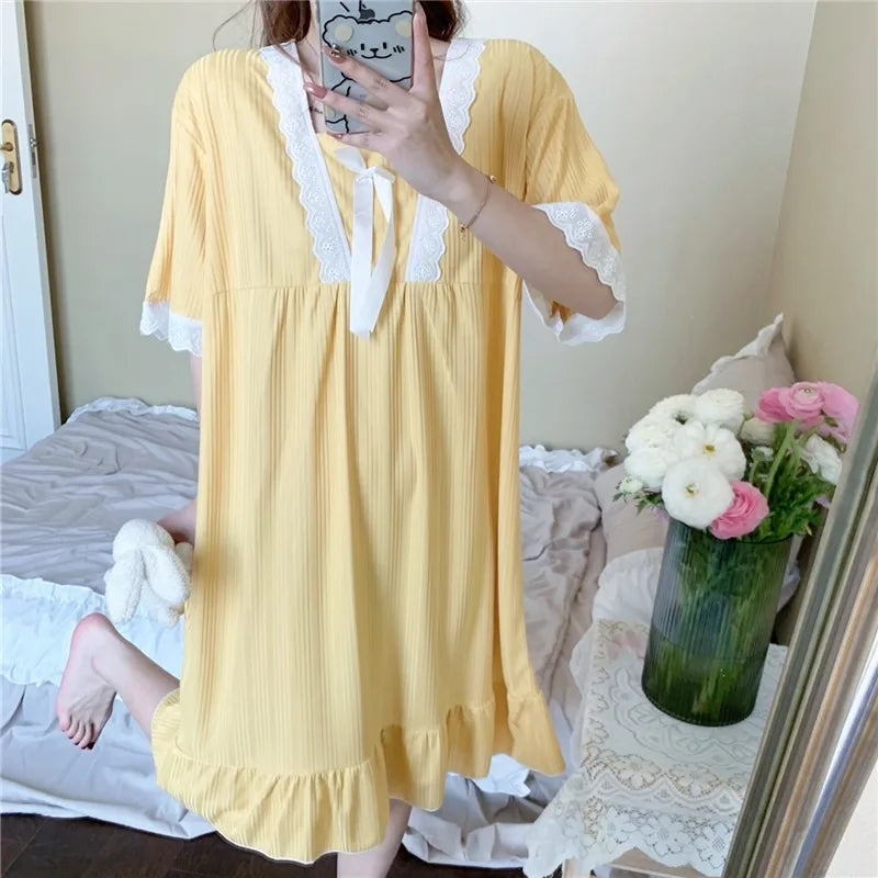 Sweet Milk Silk Nightgown – Plus Size Summer Pajamas