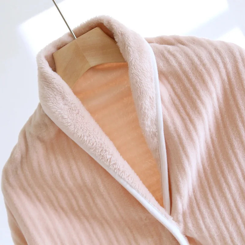 Plush Flannel Shawl Cardigan – Cozy & Stylish Nightwear