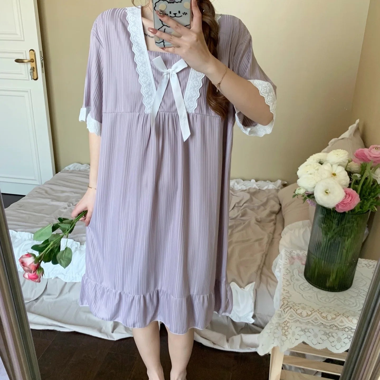 Sweet Milk Silk Nightgown – Plus Size Summer Pajamas