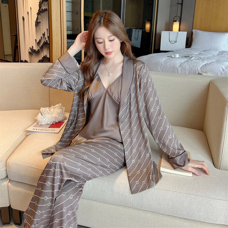 3-Piece Kimono Pajama Set – Stylish & Comfortable Sleepwear