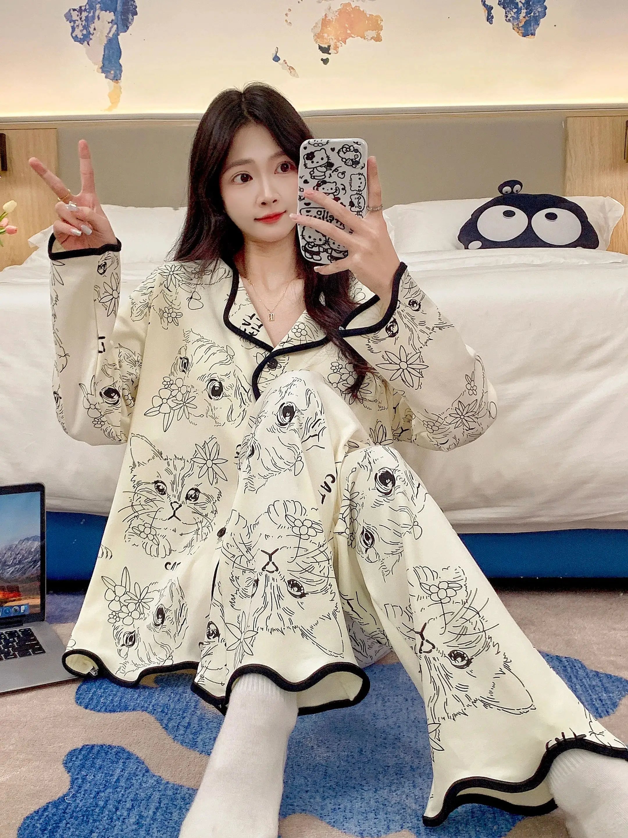 Sexy & Elegant Plus Size Winter Pajama Set – Romantic Nightwear